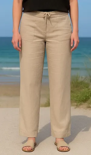 Y2K‎ Juicy Couture Tan 100% Linen Pants Coastal Resort Travel Capsule S thumbnail 1