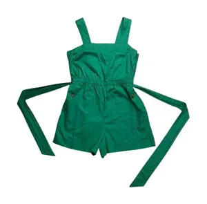 Free Assembly Square Neck Belted Romper Women Size M Green Cotton Sleeveless thumbnail 1