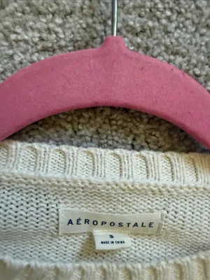 Aeropostale Cream Knit Sweater with Teddy Bear thumbnail 5
