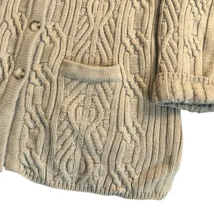 Croft Barrow Wool Blend Cardigan Women XL Cable Knit Beige Button Front Vintage thumbnail 2