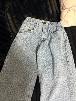 Nasty Gal Light Blue Leopard Wide-Leg Jeans thumbnail 2
