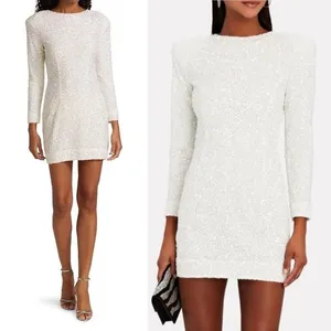 Retrofête Nikki Sequin Dress in White‎ Size XS Bridal Long Sleeve Mini thumbnail 3