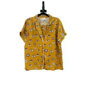 Averie Amara Evil Eye Satin Short Pajama Set Bronze Gold Size Medium thumbnail 3