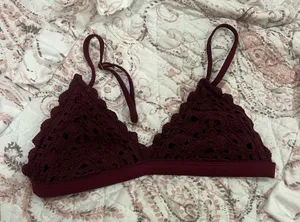Triangle Burgundy Lace Bralette thumbnail 1