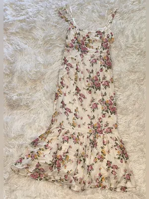 NEW Reformation Irisa Floral ivory Midi Dress Sz 6 thumbnail 6