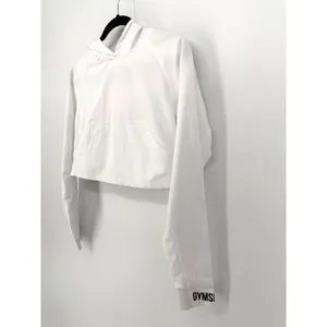 Gymshark Hoodie Windbreaker Cropped Oversized XS White Logo Pouch Pocket Active thumbnail 3