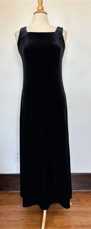 Rhapsody Vintage 90s Classic Black Velvet Sleeveless Maxi Dress thumbnail 1