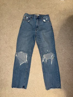 Abercrombie The Ankle Straight Ultra High Rise Distressed Jeans thumbnail 7
