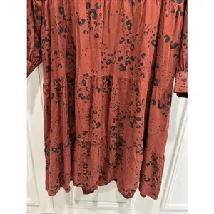 Mud Pie Cheetah Print Tiered Midi Dress Brown & Black Western Prairie Country thumbnail 2