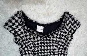 Muse~ Houndstooth Mini Dress - Black & White With Pockets. 12 (see measurement) thumbnail 3
