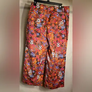 Anthropologie Maeve Floral Flower Power Wide Leg High Waist Crop Pants|Size:14 thumbnail 2