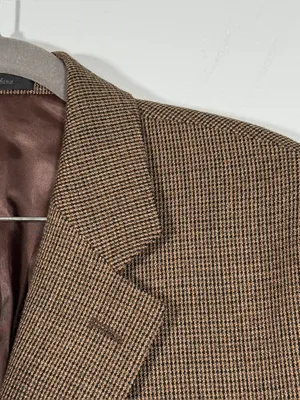 Oversized Brown Lambswool Micro Check Blazer Menswear Heritage 90s Style XL thumbnail 4