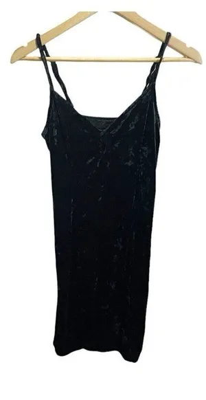 Kendall & Kylie Black Crushed Velvet Mini Dress S Sleeveless‎ Bodycon thumbnail 1