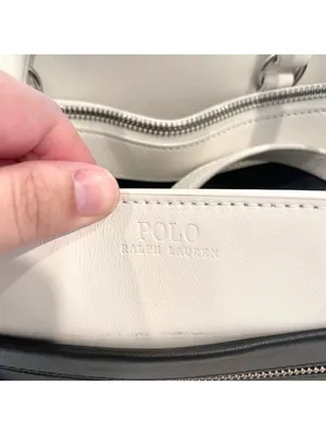 Polo Ralph Lauren X4104 White Black Leather Tote Bag Shoulder Bag Colorblock thumbnail 2