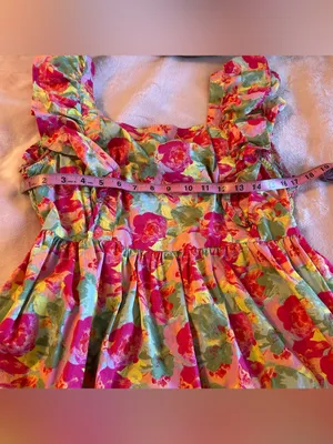 Peyton & Parker pink floral tiered maxi dress tie back design open back ruffle L thumbnail 8
