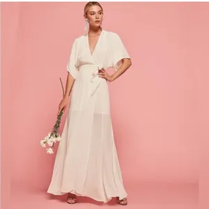 Reformation‎ Winslow Wrap Dress White Ivory Size S thumbnail 4