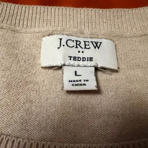 J crew 100% cotton crew neck cream‎ sweater size L thumbnail 4
