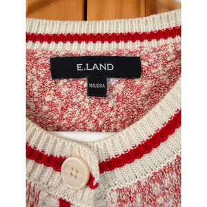 Vintage E-Land Club Marled Knit Cardigan Womens M Red White Button Front Varsity thumbnail 6