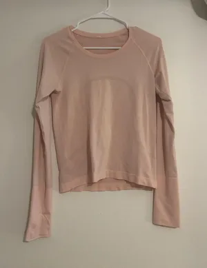 Light pink lululemon race length swiftly tech long sleeve  thumbnail 1