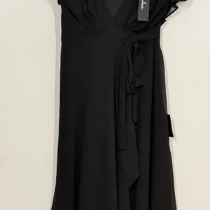 Lulus Ravishing Charm Maxi Dress Size Small‎ Black Ruffled Wrap High Low NWT thumbnail 7