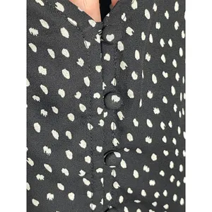 Abercrombie Black Polka Dot Faux Wrap Dress Button Front S thumbnail 3