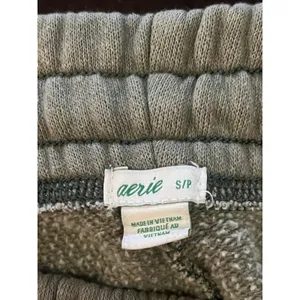 Aerie Sweatpants Womens Small Green Fleece Jogger Zip Pockets Lounge Cuffed thumbnail 7