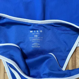 Wilo The Label 2 Pc. Bikini Set Ribbed Bottom With Skirt Cover Up Blue Sz XS thumbnail 2