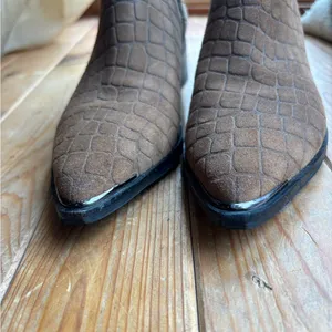 Brown Crocodile-Patterned Marc Fisher Ankle Boots thumbnail 2