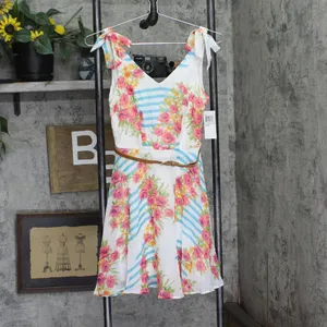 NWT City Studio Belted Floral-Print Fit & Flare Dress 3810-0025 Blue Multi 1 thumbnail 3