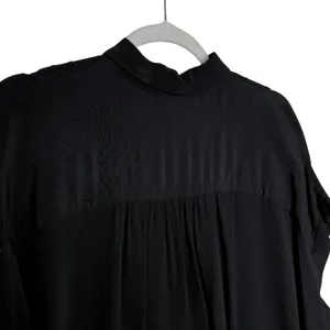 Madewell Central Drapey Button Front Dolman Shirt Size Small Black Preppy Office thumbnail 7