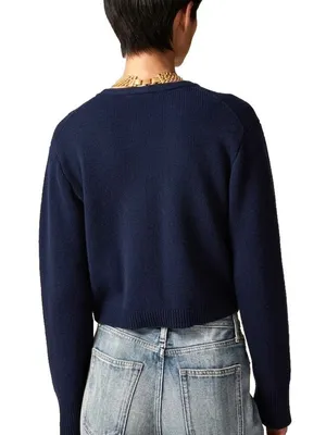 NWT J.Crew Emilie Sweater Lady Jacket in Navy Blue Cotton Knit Cardigan L thumbnail 3