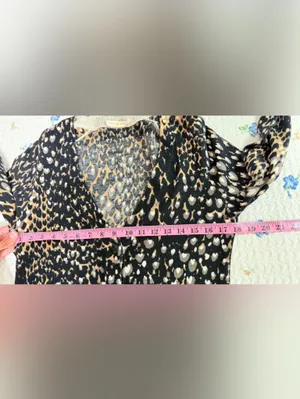 Tory Burch Lightweight Button-Up Leopard Long Sleeve Cardigan Sweater Size M thumbnail 5