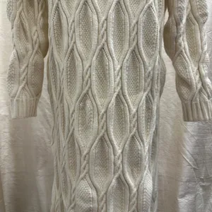Line & Dot Cream Billy Cable Knit‎ Midi Sweater Dress Medium Preppy Fisherman thumbnail 6