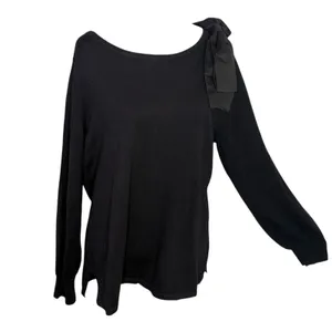 Coquette Black‎ Bow Shoulder Knit Sweater XL Balletcore Romantic Knit Top thumbnail 3