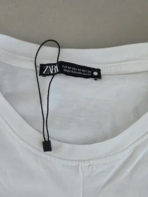 Zara White Short Sleeve T-Shirt with Tie Detail Size M. thumbnail 4