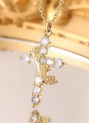 Cross Crown Zirconia Necklace thumbnail 1