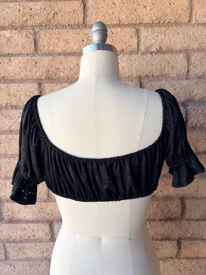 Urban Outfitters | Black Eyelet Off-Shoulder Puff Sleeve Crop Top | L thumbnail 5