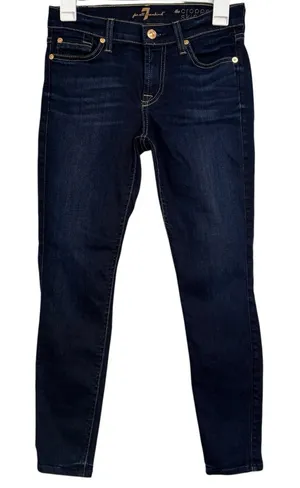 7 For All Mankind The Cropped Skinny Dark Wash Blue Jeans Size 25 thumbnail 1