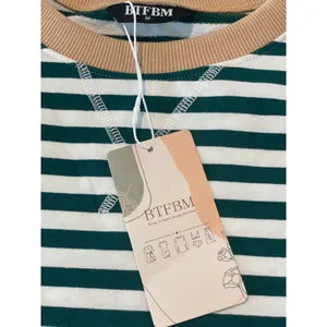 BTFBM Striped Oversized Sweatshirt Top Size M Green Tan New With Tag thumbnail 4