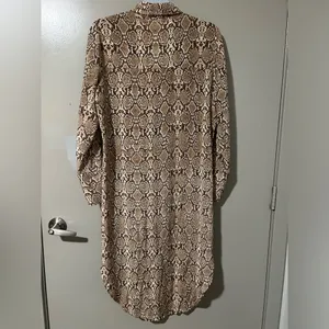 Anine Bing Chelsea Silk Brown Snake Python Dress Long Sleeve Shirt Dress‎ Animal thumbnail 3