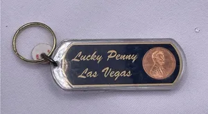 Vintage Las Vegas Nevada 1993 Lucky‎ Penny Keychain Keyring thumbnail 1