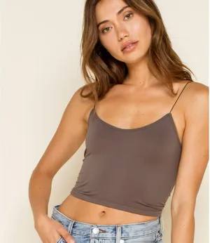 Free People Gray Cropped Tank Top thumbnail 1