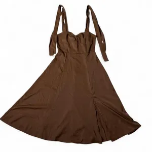 Rosedress Brown Tie Shoulder Sweetheart Midi Coquette Dress‎ with Slit Size S thumbnail 1