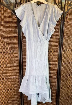 Drew Light Blue Wrap Dress Size M thumbnail 2