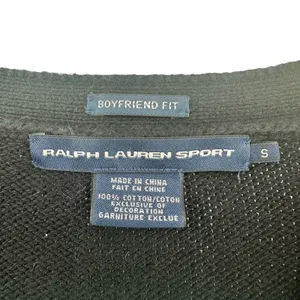 Ralph Lauren Sport‎ Size Small Sweater Black Button Up Cardigan Boyfriend Fit thumbnail 6