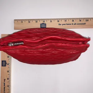 Red Scallop Textured Zippered Cosmetic Makeup Organizer Bag RevitaLash thumbnail 11