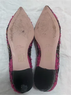 J crew Women's Pink Tweed Pointed-Toe Ballet Flats thumbnail 5