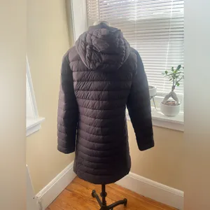Patagonia Women’s black hooded long down puffer full zip jacket size M thumbnail 7