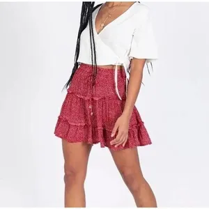 PRINCESS POLLY red floral print mini skirt size 0 women’s thumbnail 9
