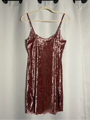 Forever 21 Crushed Velvet Pink Mini Dress Size Large thumbnail 4